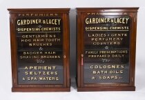 Antique Pair Mahogany Pharmacy Display Cabinets 19th C