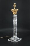 Vintage Corinthian Column Glass and Gilt Bronze Table Lamp Mid 20th C