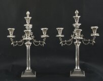 Antique Pair Edwardian Silver Plated 5 Light Candelabra Circa 1900