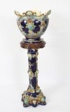 Antique Victorian Majolica Jardiniere on Stand C1860 19th C