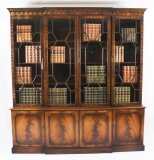 Vintage Flame Mahogany Breakfront Bookcase 20th Century