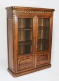 Antique French Empire 2 door Walnut Bookcase Bibliotheque 19th C