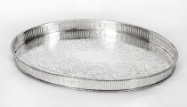 Vintage Oval Silver Plated Gallery Tray 20th C