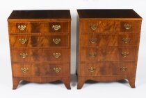 Antique Pair of Flame Mahogany Bedside Chests Cabinets Circa 1900