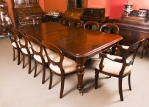 Antique 8ft Flame Mahogany Dining Table C1870 & 10 Balloon Back Chairs