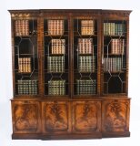 Vintage Flame Mahogany Four Door Breakfront Bookcase 20th Century