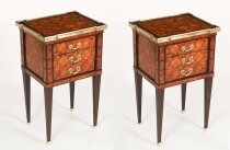 Antique Pair French Parquetry Bedside Cabinets 19th Century