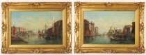 Antique Pair Oil Paintings Grand Canal Venice Alfred Pollentine 19th C