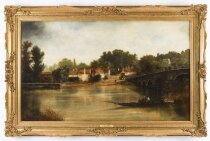 Antique 5ft Oil Painting & 34 Sonning on Thames& 34 Vernon Howard 19th C