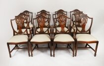 Vintage Set 12 English Hepplewhite Revival Dining Chairs 20th Century