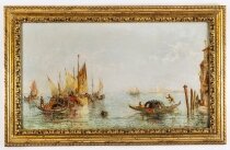 Antique Oil Painting & 34 The Lagoon Venice& 34 Jane Vivian 19th C