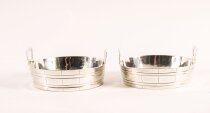 Antique Pair Victorian Sterling Silver Butter Dishes Dated 1890 19th C