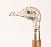 Antique Walking Stick Cane Silver Duck Head Handle dated 1909 94cm 37inches