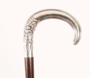 Antique French Art Nouveau Silver Topped Walking Cane Stick C1900 90cm 35.5 inch