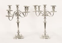 Antique Pair Large Five Light Silver Plate Candelabra by Mappin & Webb 19th C