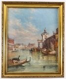 Antique Painting La Dogana Venice Alfred Pollentine 19th Century
