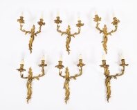 Antique Set of 6 French Neo Classical Style Ormolu Wall Lights 19th C