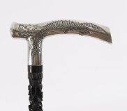Antique Chinese Silver Dragon Walking Stick Cane C1880 91cms 36inches