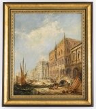Antique Oil Painting The Doges Palace Venice Jane Vivian 19th C