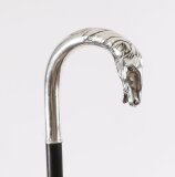 Antique French Silver Horse Head Walking Cane Stick 19thC 90cm 35.5inches