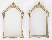 Vintage Pair Symmetrical Giltwood Mirrors 107x61cm 40x24 inches Mid 20th C