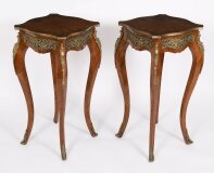 Vintage Pair French Louis Revival Ormolu Mounted Occasional Tables 20th C