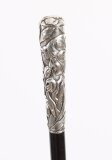Antique French Silver Ebonized Walking Cane Stick 19th Century 92cm 36.2inches
