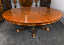 Vintage 7ft6& 34 Diameter Flame Mahogany Regency Revival Dining Table Mid 20th C