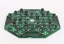Antique Art Deco Malachite Solitaire Board & Marbles C1930
