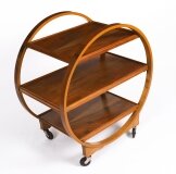 Antique Art Deco Figured Walnut Serving Trolley 20th C