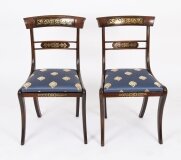 Antique Pair Regency Period Brass Inlaid Bar Back Chairs 19th C C1820