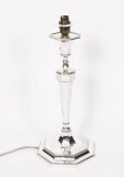 Antique George V Art Deco Sterling Silver Column Table Lamp Dated 1927