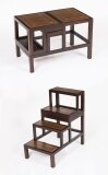 Vintage Set Metamorphic Mahogany Library Steps Side Table Mid 20th C