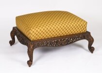 Antique Large Anglo Indian Stool Ottoman Coffee table 19th C 95x75cm