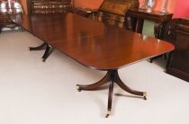 Vintage 9ft 276cm Mahogany Twin Pillar Dining Table by William Tillman 20th C
