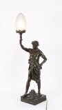 Antique Large French Bronze Lamp of & 39 Gloire Et Fortune& 39 by Emile Picault 19th c