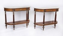 Antique Pair French Ormolu Mounted Carrara Marble Topped Console Tables 19th C