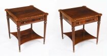 Vintage Pair Flame Mahogany Occasional Tables with Slides & Drawers 20th C