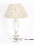 Antique Bohemian Art Deco Crystal Cut Table Lamp Circa 1920