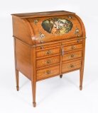 Antique English Late Victorian Sheraton Revival Satin wood Bureau 