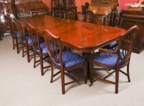 Vintage Regency RevivalTwin Pillar Dining Table & 10 Chairs Mid 20th C