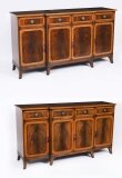Vintage Pair Flame Mahogany Sideboards Retailed by Harrods Late 20th C