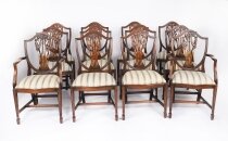 Vintage Set 12 English Harrods Shield Back Dining Chairs Mid 20th Century