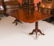Antique 7ft George III Regency Period Twin Pillar Dining Table C1820 19th C