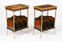 Antique Pair French Ormolu Mounted Occasional Side Tables 19th C