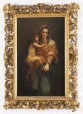 Antique Painting Madonna & Child Follower of Raphael 19th Century
