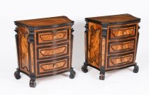 Antique Pair Italian Burr Walnut Serpentine Bedside Chests 18th C