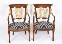Antique Exceptional Pair Italian Neoclassical Giltwood Armchairs Circa 1900