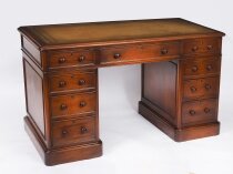 Vintage Flame Mahogany Twin Pedestal Desk 20th C 130x70cm