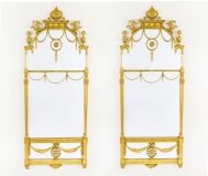 Antique Pair 6ft George III Adam Revival Giltwood Mirrors 19th C 190 x 76cm